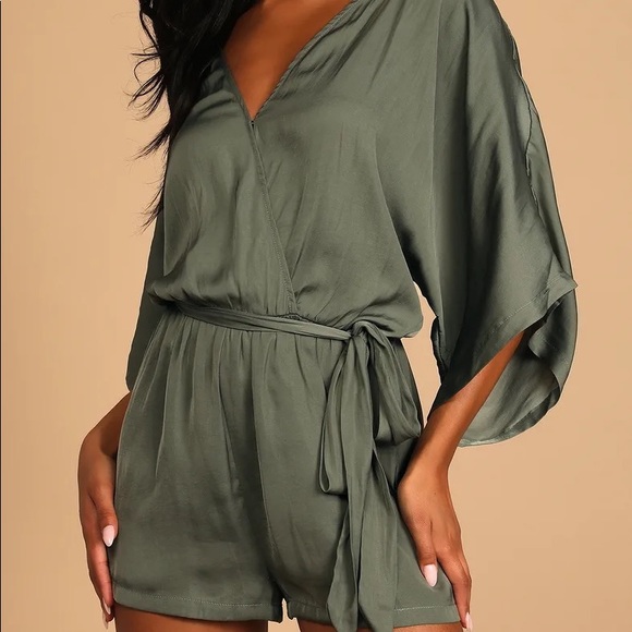 Lulu’s Ain't It Grand Olive Green Romper - Picture 2 of 10